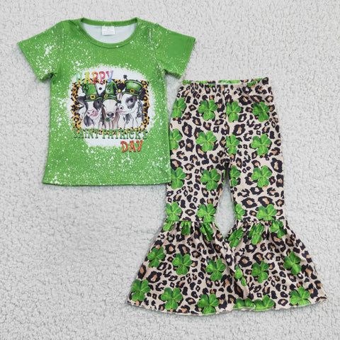 Happy st patrick's day children bell bottom outfit