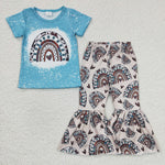 Heart print blue kids girls outfit