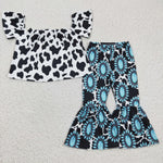 Cow print 2pcs kids clothing outfit