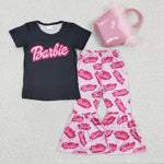 Child pink sets girls matching clothes kids outfit（Bag is out of stock）