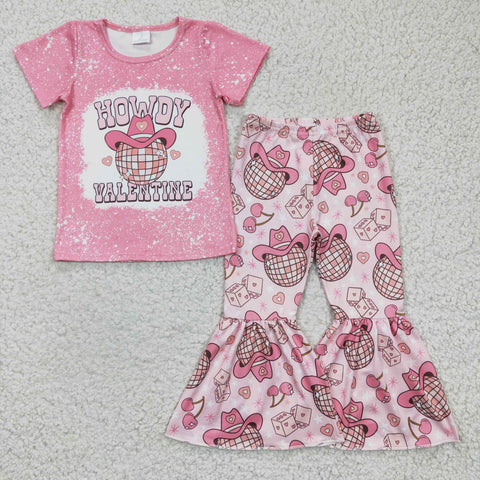 Howdy valentine's pink baby girls set