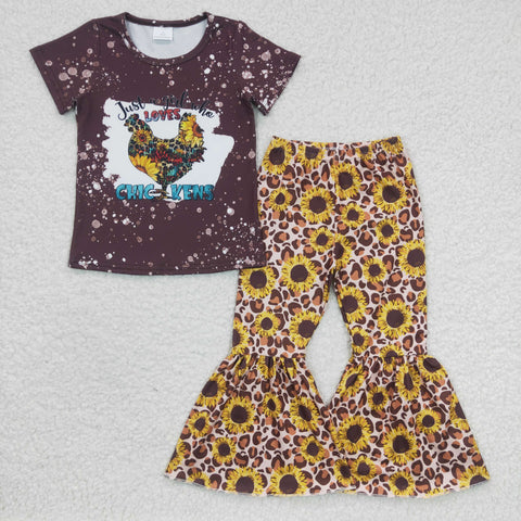 Leopard chicken sunflower kids outfit