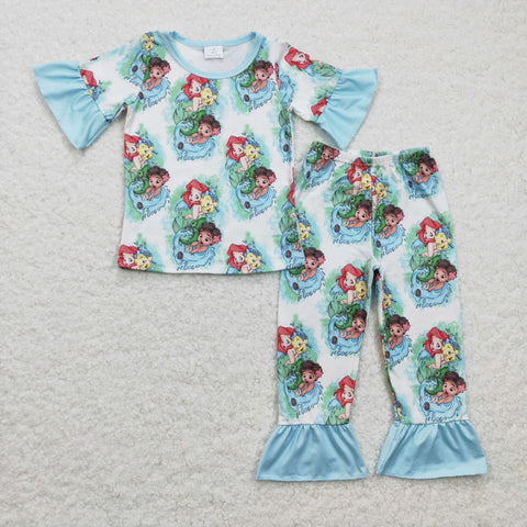 Fancy 2pcs girls mermaid outfit