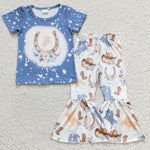 Baby girl western blue cowboy set