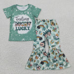 Feeling lucky clover kids cartoon green set