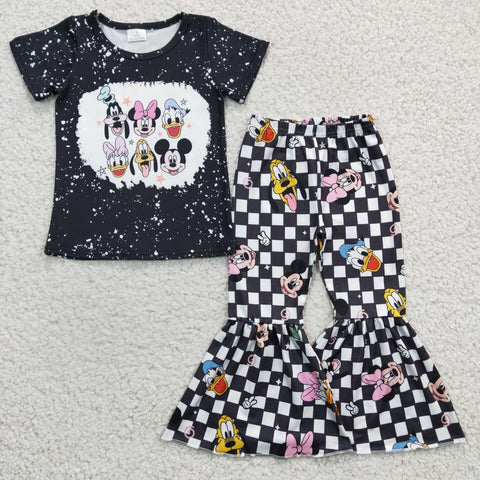 Cartoon print kids black checker set