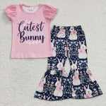 Cutest bunny pink shirt girls spring outfit