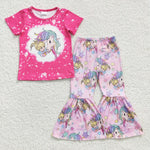 Pink unicorn cute girl bell set