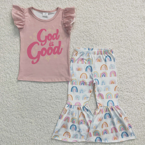 God is good little girl rainbow outfit