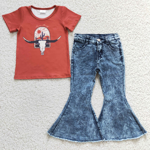 Western cactus t shirt girls flare jeans outfit