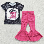 Let's go boots shirt hot pink girls jeans outfit