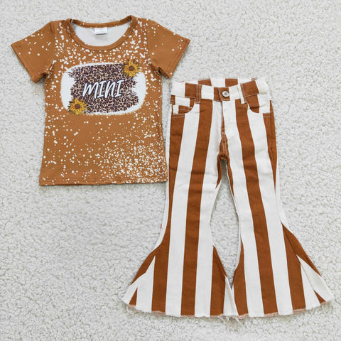 Mini sunflower shirt girls stripe jeans set