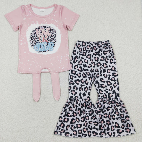 Love like jesus kids pink leopard outfit