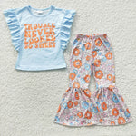 Trouble never looked so sweet girls blue floral outfit