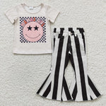 Baby girls smile t shirt black and white jeans outfit