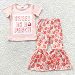 Sweet as a peach girls pink bell bottom outfit