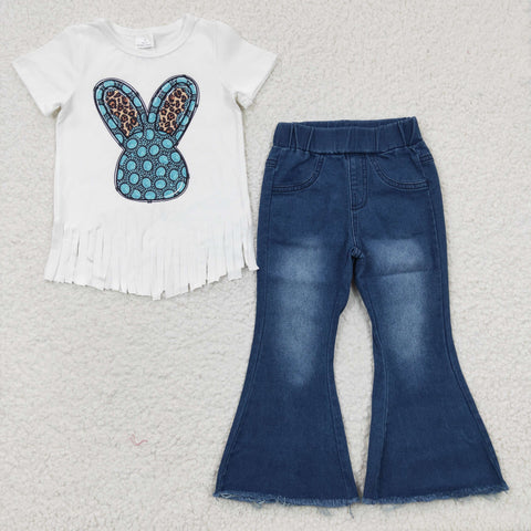 Bunny white shirt girls blue jeans set