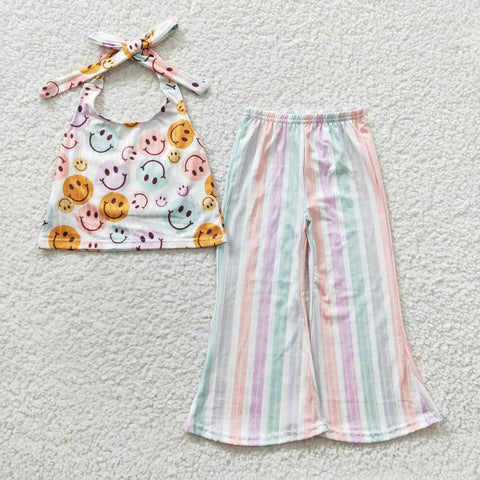 Smile pattern kids stripe pants outfit