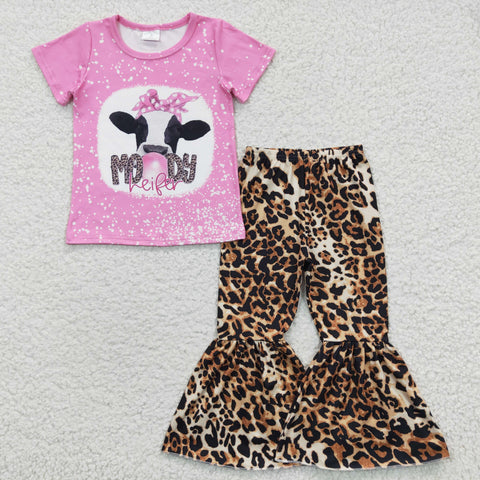 Pink moody heifer girls leopard pants outfit