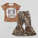 Cow print shirt children girl leopard set