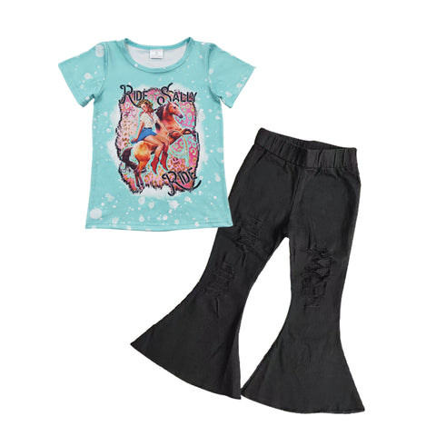 Ride girl ripped flare black pants outfit