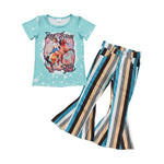 Ride girl kids colorful stripes jeans outfit