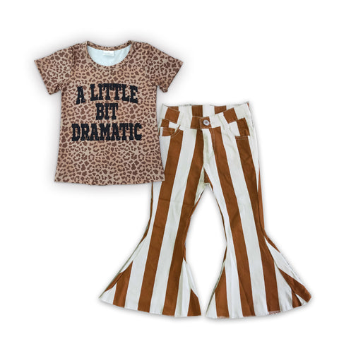 Kids leopars t shirt striped jeans outfit