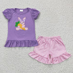 Purple bunny embroidered baby girl outfit