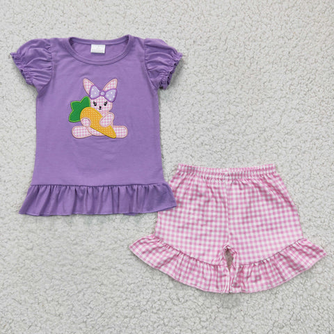 Purple bunny embroidered baby girl outfit