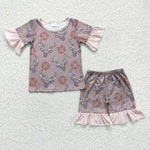 GSSO0138 Reindeer summer pajamas girls shorts set-promotion 2024.6.22