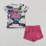 2pcs summer mini girls boutique outfits kids denim shorts set