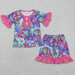 GSSO0152 Kids mermaid purple shorts set-promotion 2024.6.22