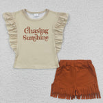 Chasing sunshine girls fringe shorts set