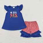 Big baseball embroidery girls blue set