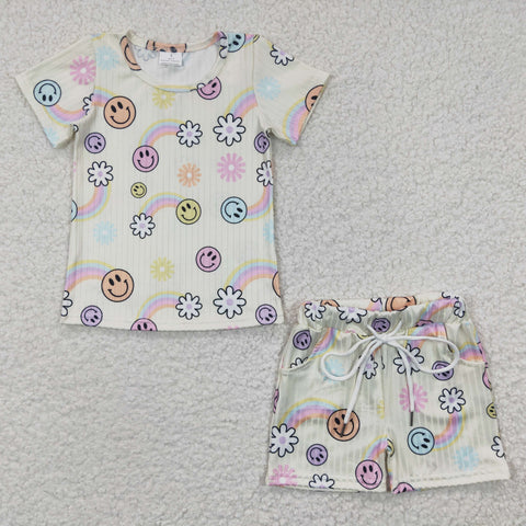 Girl cute rainbow flower 2pcs set