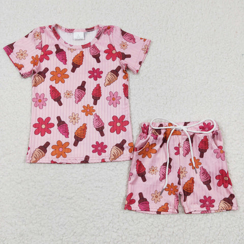 Little girl pink floral summer outfit