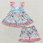 Girls toddler floral summer set