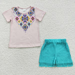 Girls toddler turquoise shorts outfit