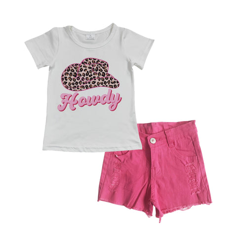 Howdy cowgirl child shorts set