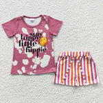 Little hippie baby girl striped shorts set