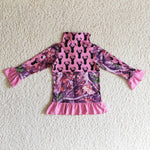 Reindeer camo print kids winter clothing baby sweatshirts children pink tops