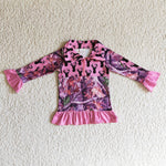 Reindeer camo print kids winter clothing baby sweatshirts children pink tops