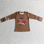 Sunflower highland cow kids fall babe tops baby brown shirts
