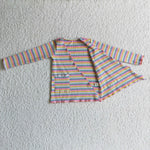 Boutique kids striped clothing baby girls rainbow cardigan tops