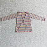 Boutique kids striped clothing baby girls rainbow cardigan tops