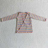 Boutique kids striped clothing baby girls rainbow cardigan tops