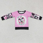 Cow print baby spring pink tops kids heifer sleeved shirts