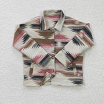 Geometric pattern girls outerwear shirt