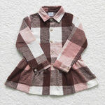 Kids pink flannel shirts baby girls' cotton shirts