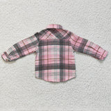 Plaid pink baby girls cotton flannel shirt